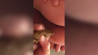 Girl shitting on a mans dick