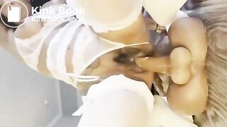 Bride poops with a dildo in the ass