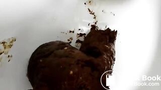 Petite girl drops a thick unflushable log