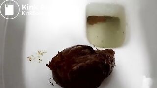 Petite girl drops a thick unflushable log