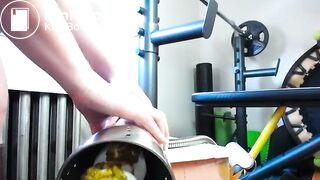 Hairy blonde fully shitted ass and big mess homemade