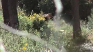 Young woman pissing & shitting outdoors