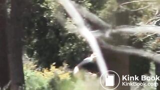 Young woman pissing & shitting outdoors