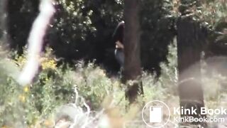 Young woman pissing & shitting outdoors