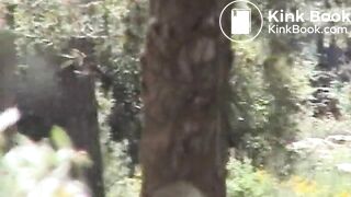 Young woman pissing & shitting outdoors