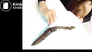 ASIAN BATES WITH HER OWN POOP