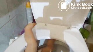 destroying the doll with her ass