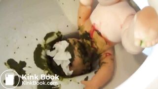 destroying the doll with her ass