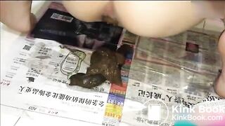Chinese girl eats shit she pooped after defecation