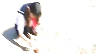Japanese girl shit at the beach