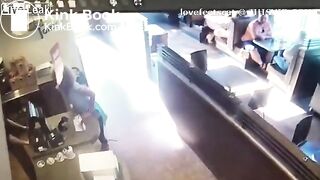 crazy girl slap men with her shit in restaurent