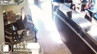 crazy girl slap men with her shit in restaurent