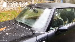Aggressive poo on her car