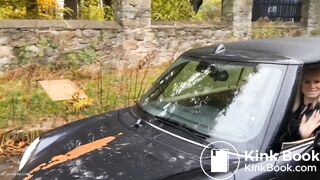 Aggressive poo on her car