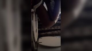 Black girl does long poop