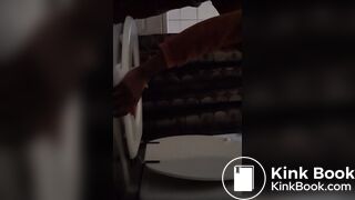 Black girl does long poop