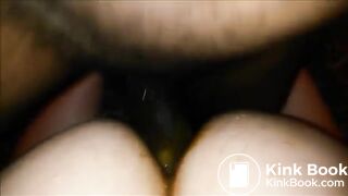 black guy fucking white girl up the ass while she poops