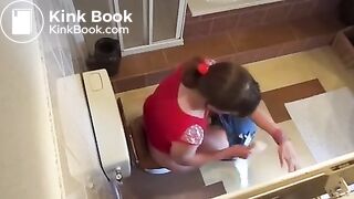 Girl on toilet pooping voyeur