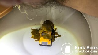 Diarrhea blowout on bus in toilet