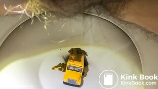 Diarrhea blowout on bus in toilet