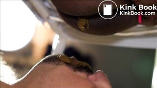 White man eats black woman's shit.