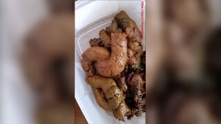 Collecting her poops