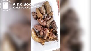 Collecting her poops