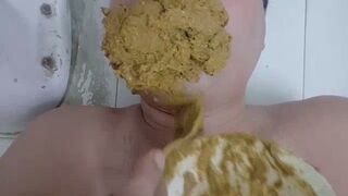 Slave eating mistress full of her shit load