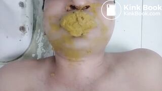 Slave eating mistress full of her shit load