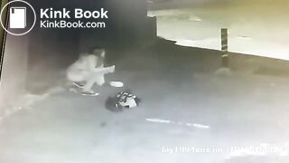 Girl caught shitting outside on CCTV