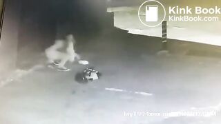 Girl caught shitting outside on CCTV