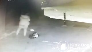 Girl caught shitting outside on CCTV