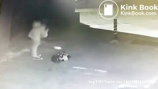 Girl caught shitting outside on CCTV