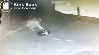 Girl caught shitting outside on CCTV