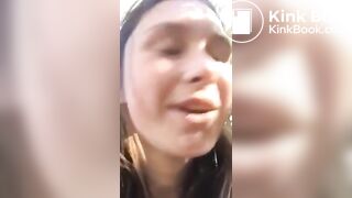 Pretty Girl Pooping Outdoors - 3