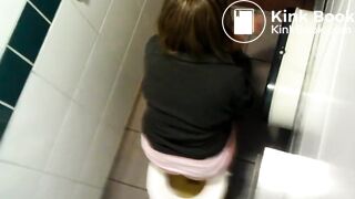 Spy girl pooping at public toilet - 2