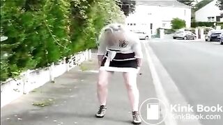 Mature Poop Public Street whilst walking