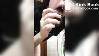 Dark haired slut shits licks and smears