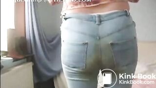 Tina shitting in her tight blue jeans