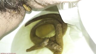 Protracted shit and strong piss in public toilet.