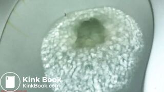 Protracted shit and strong piss in public toilet.