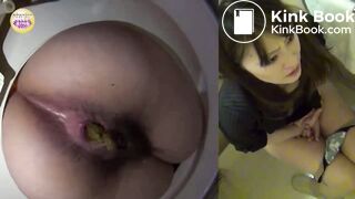 Girl Takes a Thick Shit in Toilet