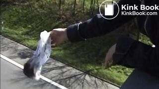 Shit in white Panty on Motorway