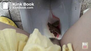 Japanese girl enema pooping toilet
