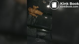 Pissing on her shit