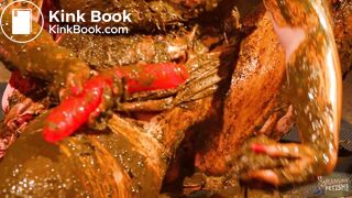 Betty stuffs her pussy with cow shit