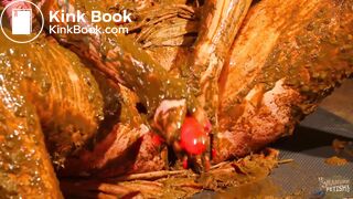 Betty stuffs her pussy with cow shit