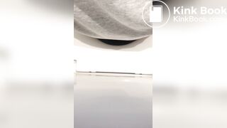 Girl big poop in toilet