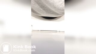 Girl big poop in toilet