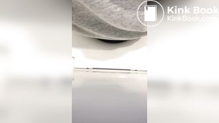 Girl big poop in toilet